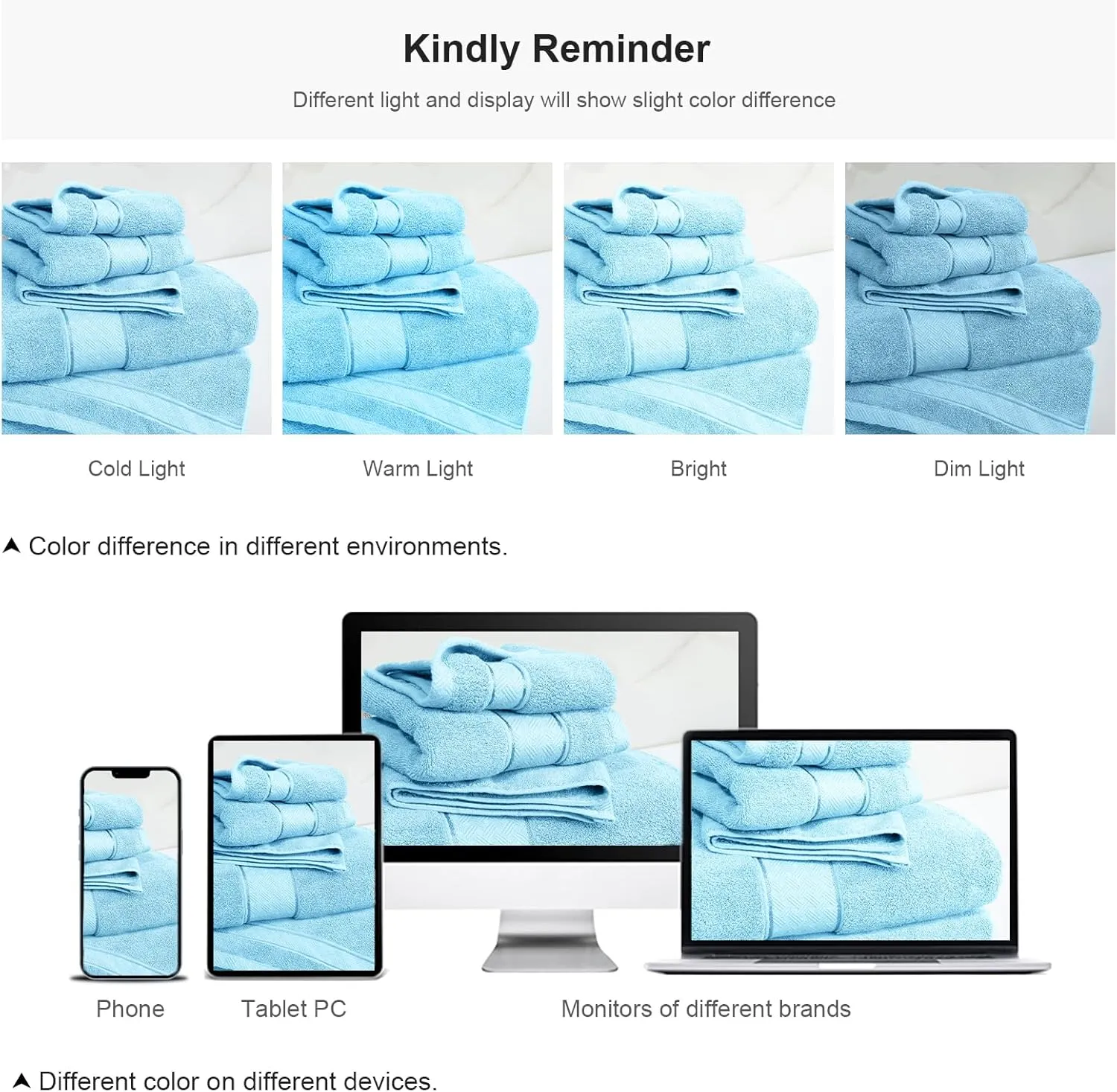 COZYART Sky Blue Bath Towels Set 6 Piece, 2 Bath Towels 2 Hand Towels 2 Washcloths, Luxury 100% Turkish Cotton 650GSM Hotel Quality, Soft, Absorbent, Towel Sets for Bathroom