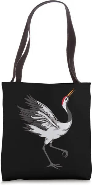 Crane Art Design Illustration Bird Crane Tote Bag