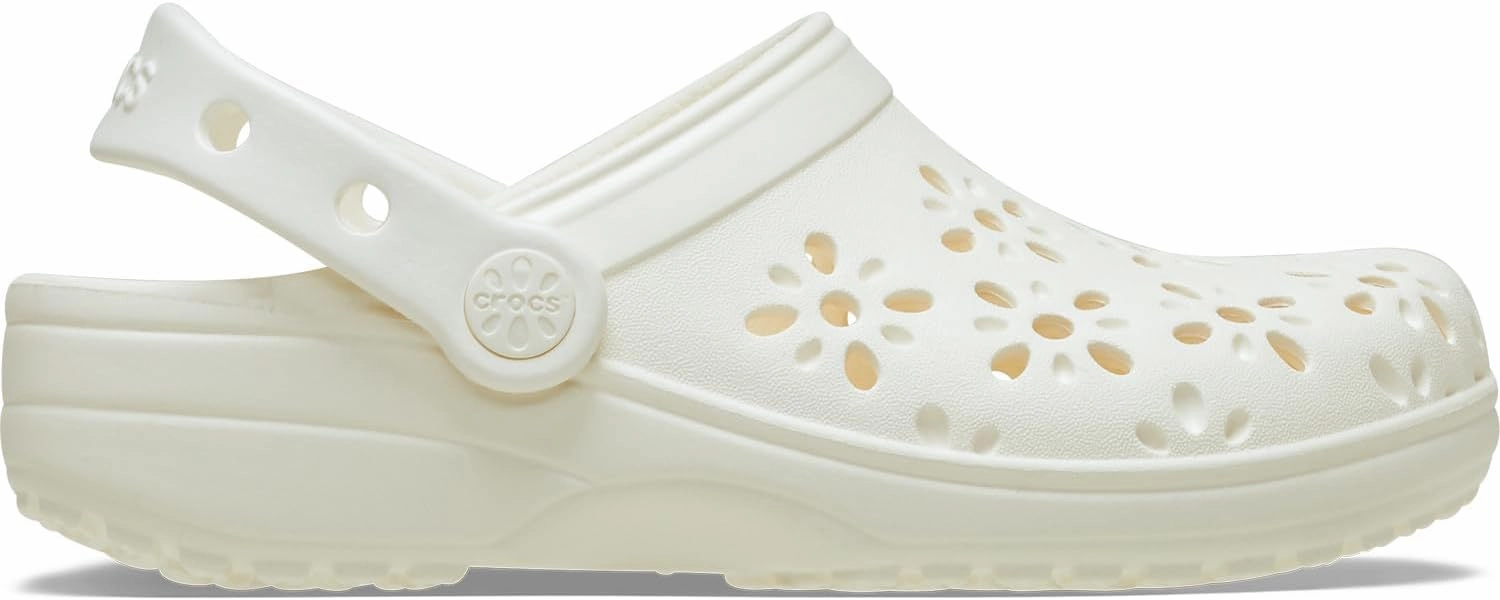 Crocs Unisex-Child Classic Clogs with Floral Cut Out Design, Kids and Toddler Shoes