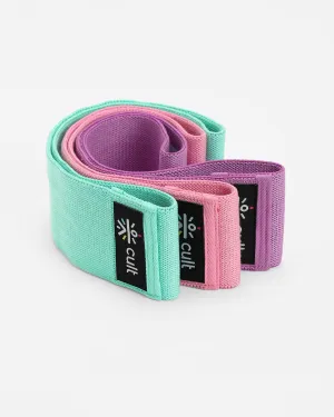 cult HIP Bands Unisex Pack of 3 (Pink,Purple & Green) Max resistance 50 LBS