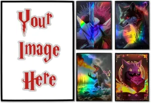 Custom Holographic Card Sleeves, Laser Flashing Shiny Design, Make Your Own Trading Collectible Card Protector, Compatible with Yugioh & Magic The Gathering – MTG, TCG, OCG