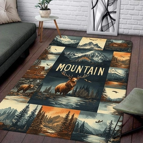 Custom Deer Hunting Rug, Wildlife Moutain Forest Deers Runner Rug, Camo Carpet Area Rug Ultra Soft for Boys Room Decor Living Room Farmhouse Mat for Entryway Indoor Outdoor (DEER-DS02)