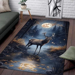 Custom Deer Hunting Rug, Wildlife Moutain Forest Deers Runner Rug, Camo Carpet Area Rug Ultra Soft for Boys Room Decor Living Room Farmhouse Mat for Entryway Indoor Outdoor (DEER-DS16)