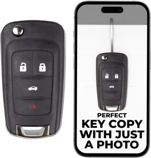 Cut Remote Flip Key Fob Replacement Fits for Chevy GMC Buick Cruz Equinox Malibu Impala Sonic Camaro Trax Terrain Lacrosse Regal Verano Encore 2010 2011 2012 2013 2014 2015 2016 2017 2018 (4 Button)