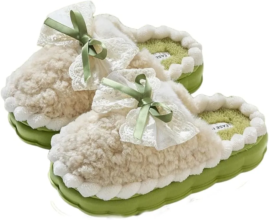 Cute Butterfly Fuzzy Women's Slippers Winter Fluffy Open Toe House Slippers Slip On Plush Bedroom Shoes Indoor Outdoor