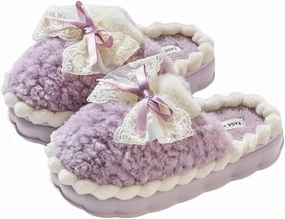 Cute Butterfly Fuzzy Women's Slippers Winter Fluffy Open Toe House Slippers Slip On Plush Bedroom Shoes Indoor Outdoor