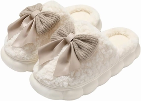 Cute Butterfly Fuzzy Women's Slippers Winter Fluffy Open Toe House Slippers Slip On Plush Bedroom Shoes Indoor Outdoor