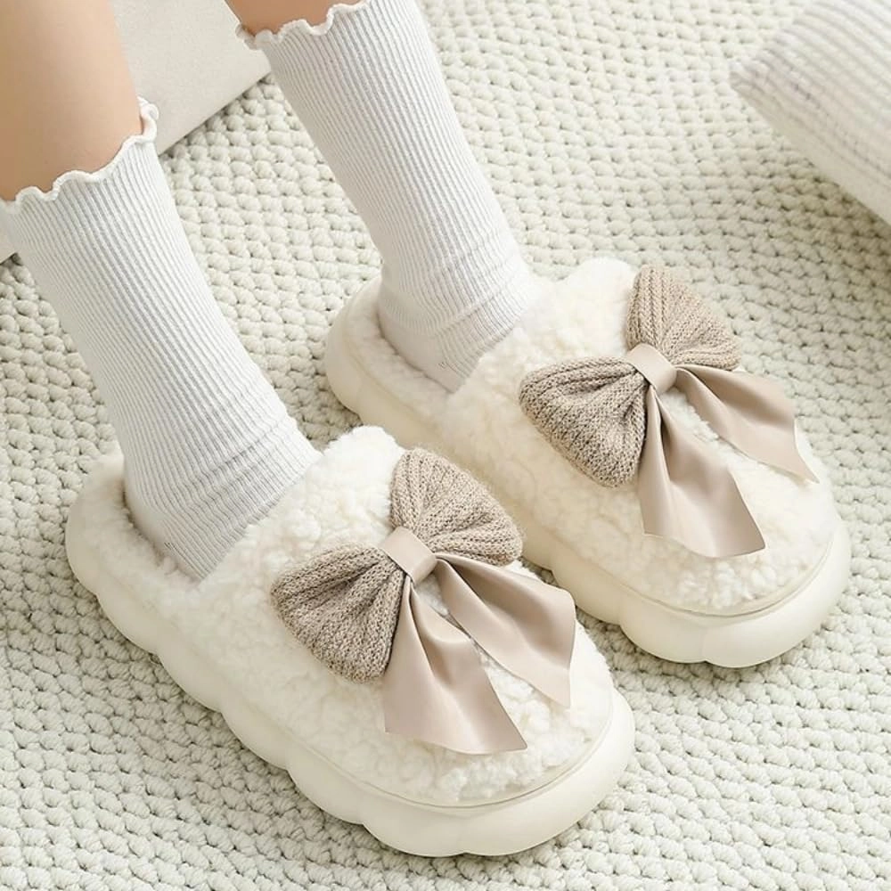 Cute Butterfly Fuzzy Women's Slippers Winter Fluffy Open Toe House Slippers Slip On Plush Bedroom Shoes Indoor Outdoor