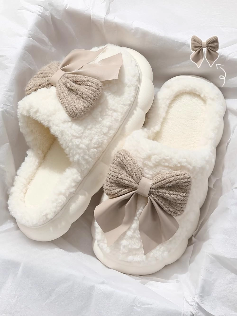 Cute Butterfly Fuzzy Women's Slippers Winter Fluffy Open Toe House Slippers Slip On Plush Bedroom Shoes Indoor Outdoor