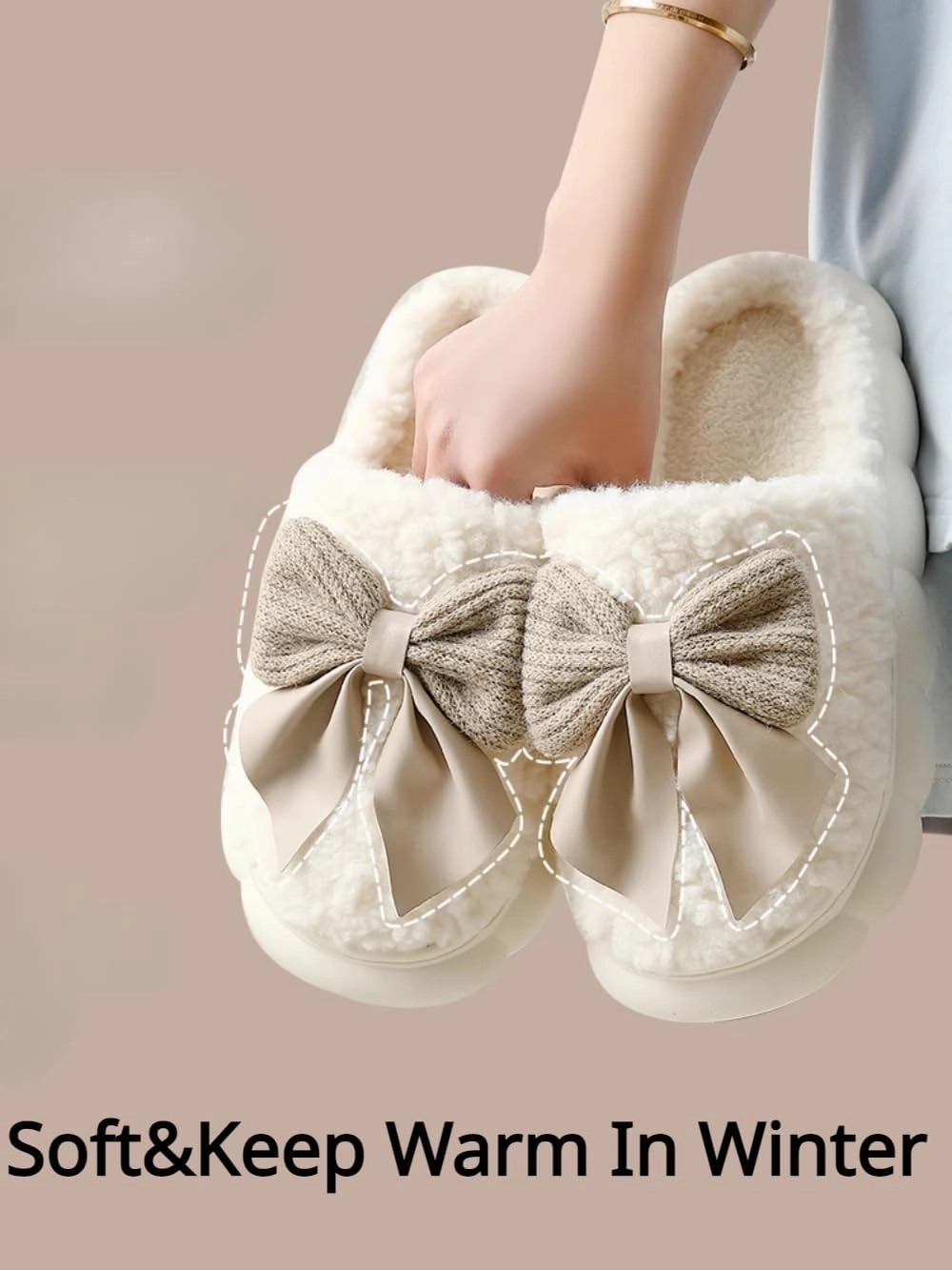 Cute Butterfly Fuzzy Women's Slippers Winter Fluffy Open Toe House Slippers Slip On Plush Bedroom Shoes Indoor Outdoor