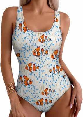 Cute Rabbit Checkered One Piece Swimsuit Womens Tummy Control Racerback Swimwear with Padded for Swimming Surfing