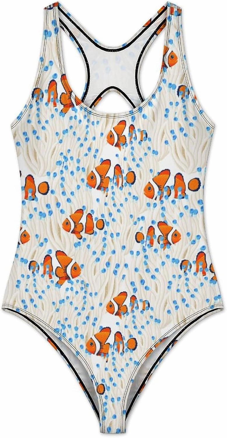 Cute Rabbit Checkered One Piece Swimsuit Womens Tummy Control Racerback Swimwear with Padded for Swimming Surfing