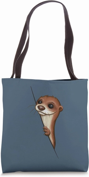 Cutest Fancy Cartoon Otter Drawing Tote Bag