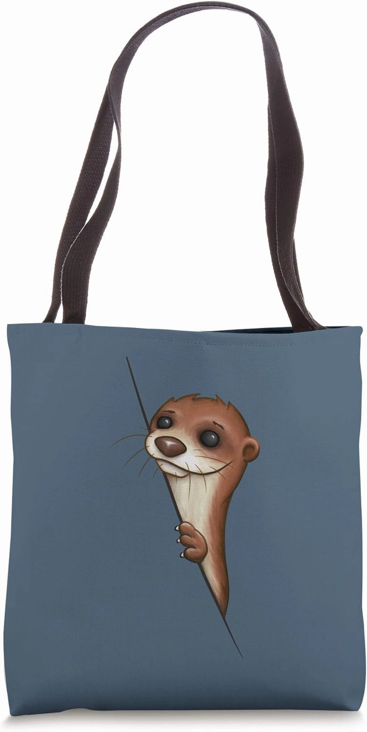Cutest Fancy Cartoon Otter Drawing Tote Bag