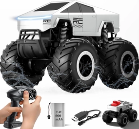 Cyber RC Monster Truck Toys - 1:16 Waterproof Electric Remote Control Car, 900mAh 40  Min Play, 2.4GHz 4WD Off-Road Vehicle for Boys & Girls 6-12 , All-Terrain Grass/Sand/Beach Crawler