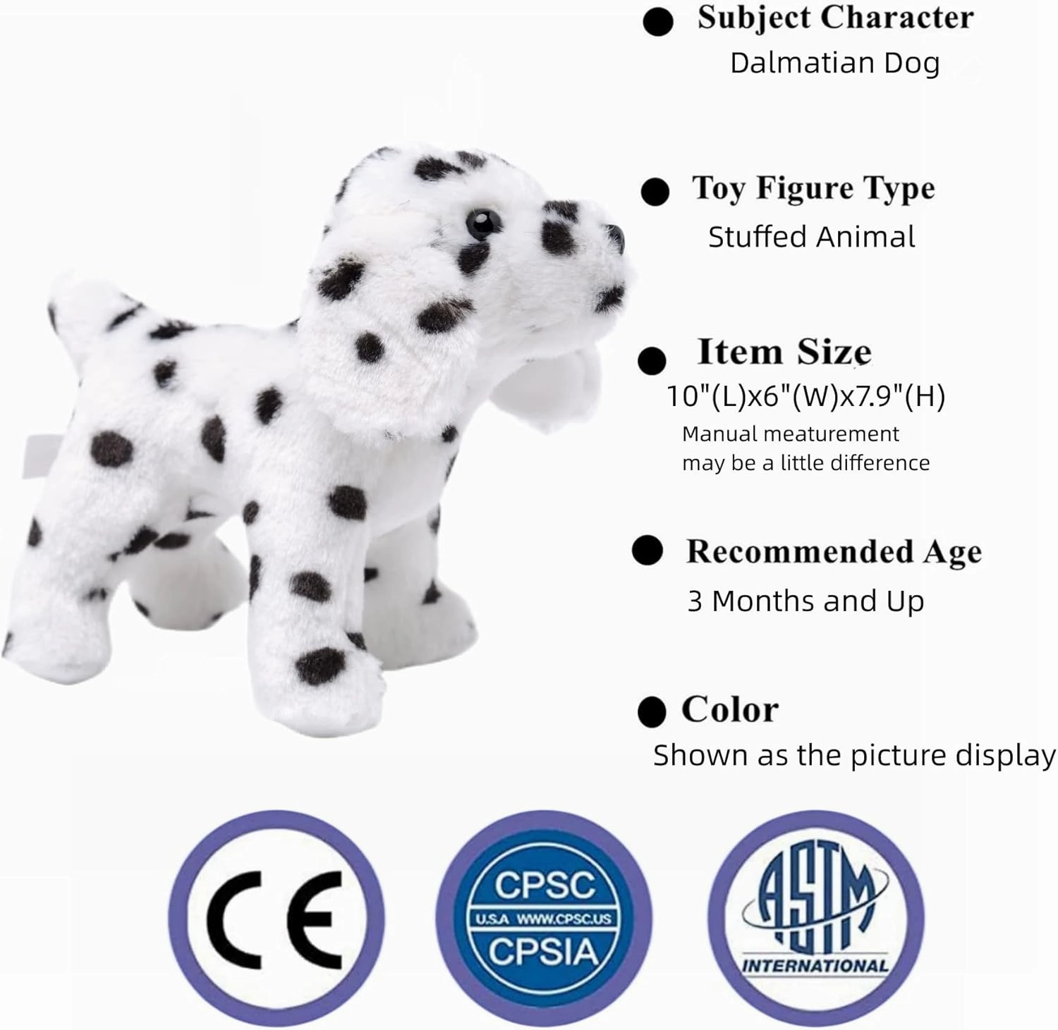 Dalmatian Puppy Plush Toy, Dog Stuffed Animal for for Kids and Adults, Ages 3 and Up