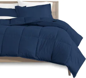 Dark Blue California King/King Size 4 Piece-Duvet Cover Set 100% Egyptian Cotton Zipper Quilt Cover with Extra Fluffy Baffle Box Comforter(4 Piece-Duvet Cover Comforter 2 Pillow Shams)