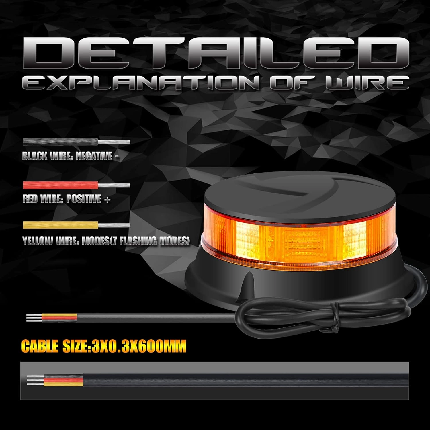 DAYSEN LED Amber Beacon Strobe Light, 4.2" Flashing Emergency Lights, Permanent Mount 360°Rotating Rooftop Safety Warning Light for Trucks Tractors Golf Carts UTV & ATV Car(Screw)