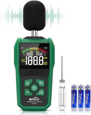 Decibel Meter,SQECH Digital Sound Level Meter with Color Backlit Screen,Portable SPL Meter with A/C Weighted,dB/SONE Unit,Fast/Slow Response,MAX/MIN,Data Hold,Range 30-130dB,for Home/Office/Factories