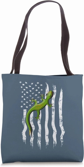 Democratic Grungy American Flag Climbing Gecko Tote Bag