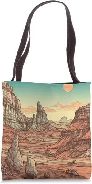 Desert With Rock Formations Vintage Landscape Graphic Tote Bag