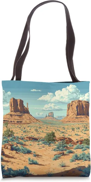 Desert With Rock Formations Vintage Landscape Graphic Tote Bag