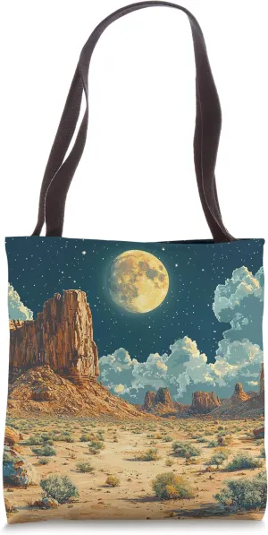 Desert With Rock Formations Vintage Landscape Graphic Tote Bag