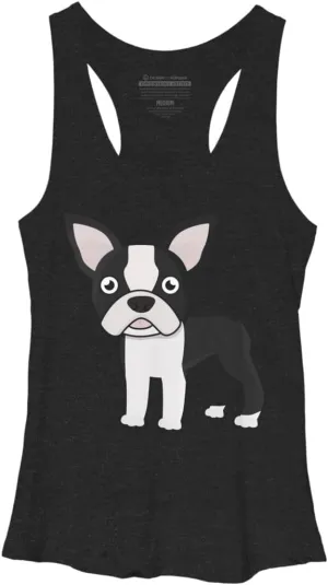 Design By Humans Women's Cute Boston Terrier by GuyP Racerback Tank Top - -
