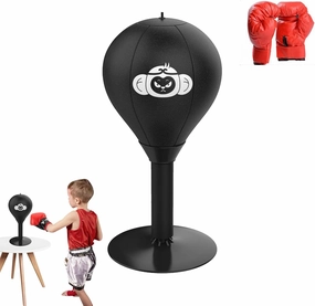 Desktop Punching Bag - Stress Relief Toy, Home Gym Equipment | Anger Management Gadgets, Comes with Desk Clamp and Extra Strong Suction Cup, for Home or Office Stress Relief Training, Fun Gift