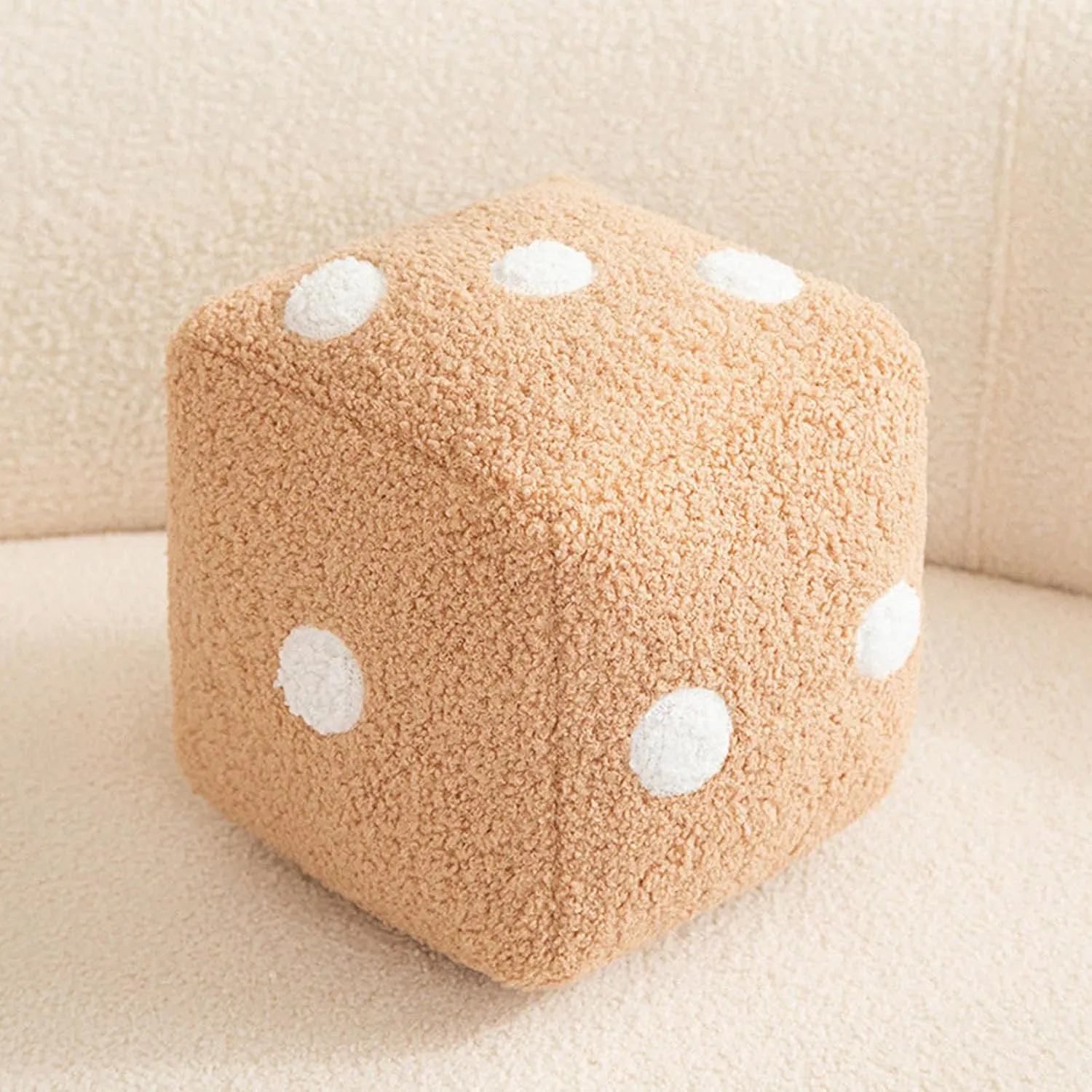 Dice Plush Pillow Creative Funny Simulation Dice Plush Pillow Dice Cubic Throw Pillow Dice Cube Plush Pendant Dice Stuffed Soft Sofa Back Cushion for Couch Bedroom Living Room Car Decor (Brown)