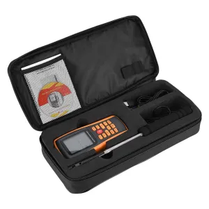 Digital Anemometer, Portable Digital Hot Wire Wind Rate Temperature Gauge Anemometer with A Bag for Sailing Surfing HandGliding