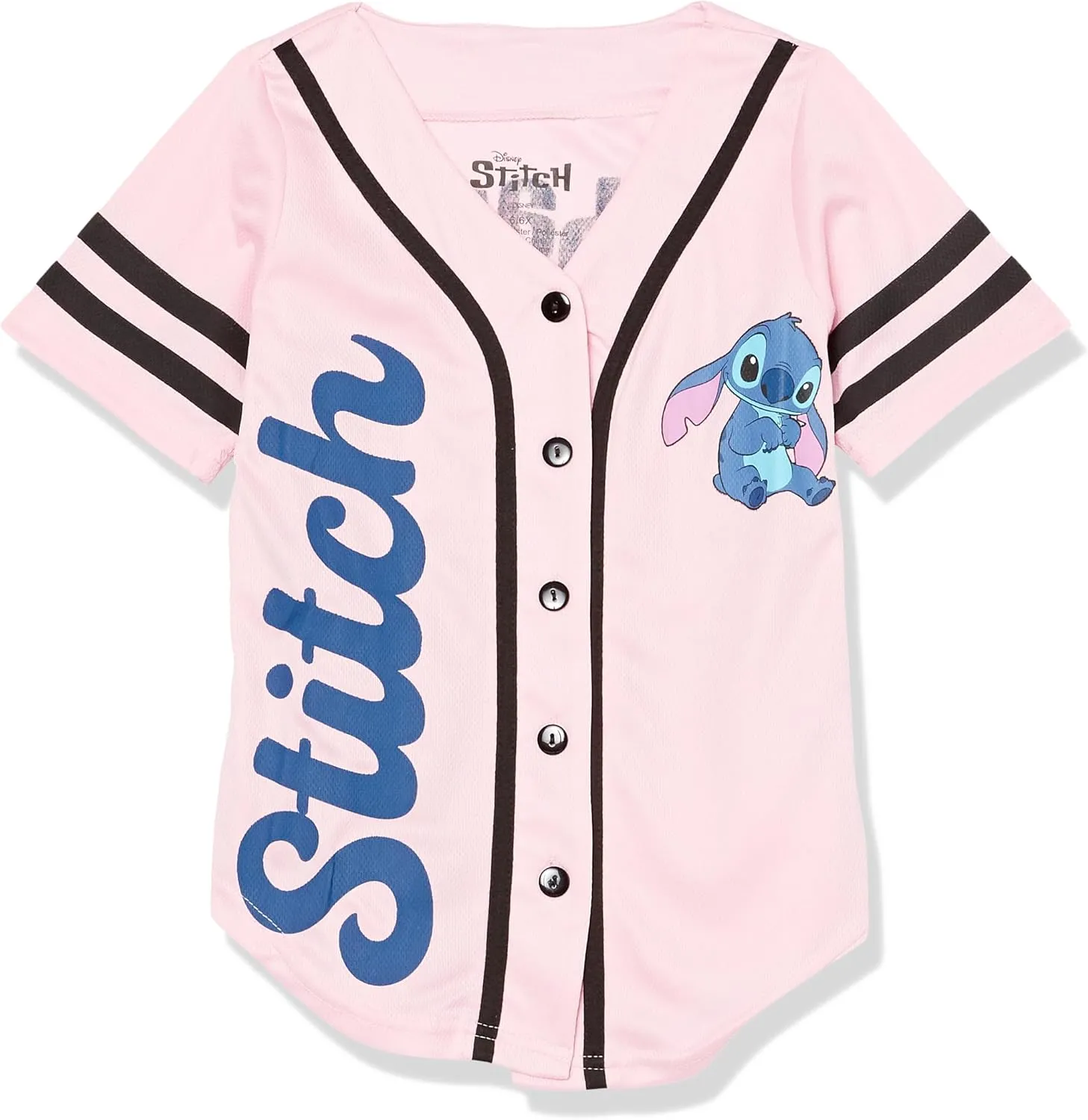 Disney Girls Lilo & Stitch, Angel Baseball Jersey-Classic Mesh Button Down Shirt