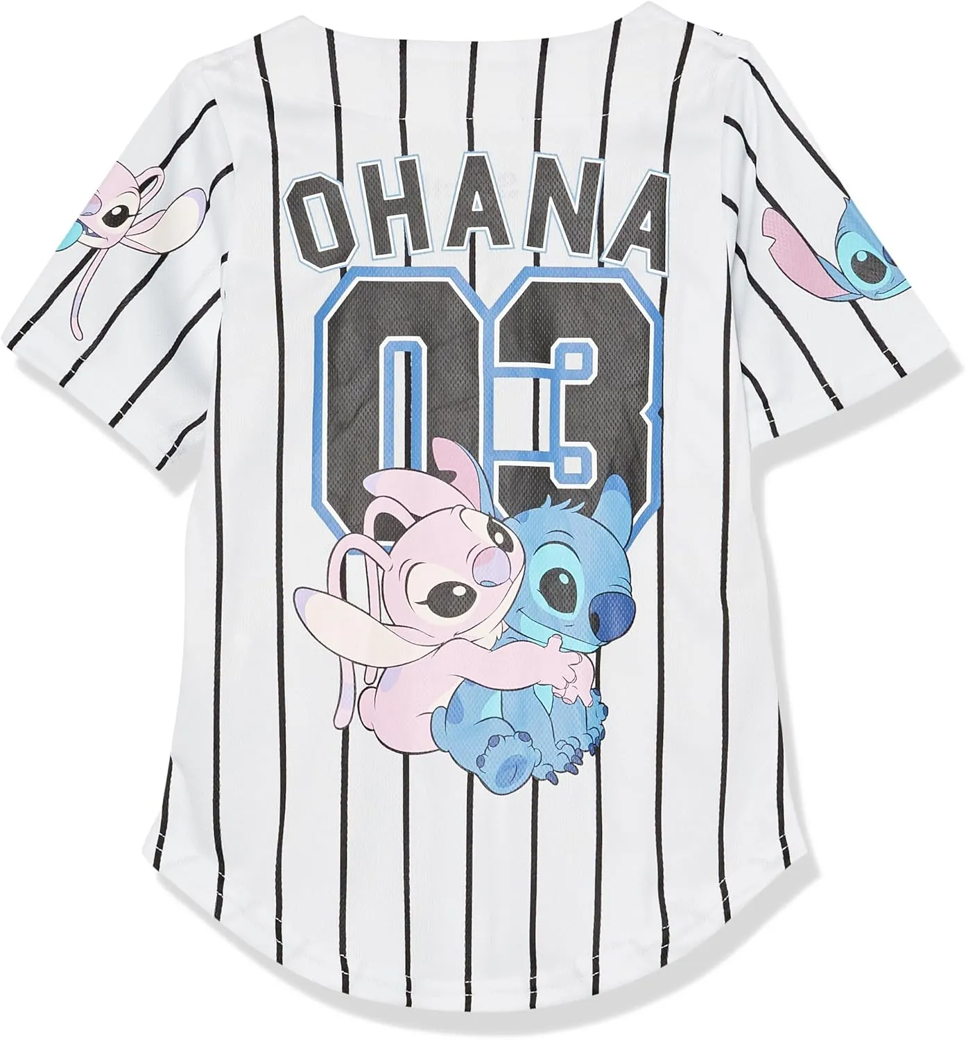 Disney Girls Lilo & Stitch, Angel Baseball Jersey-Classic Mesh Button Down Shirt