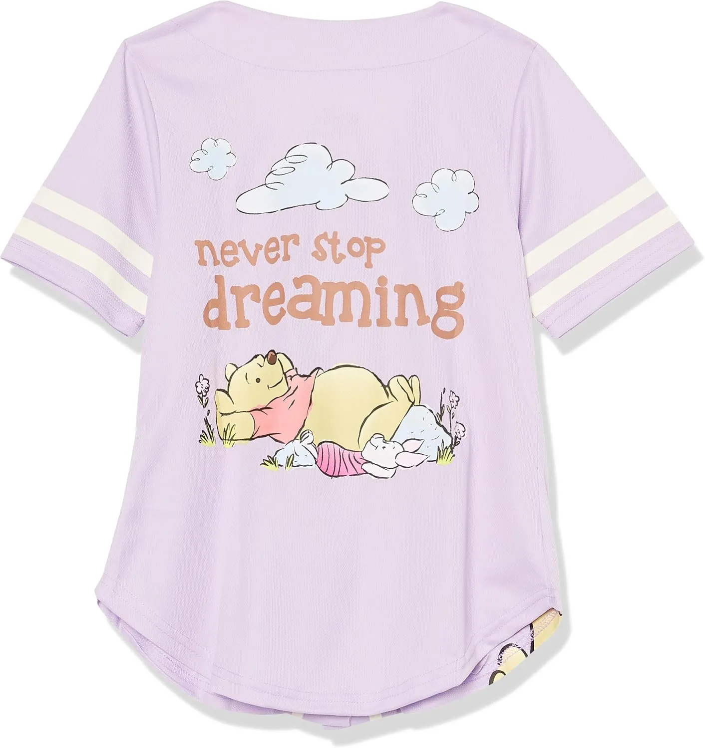 Disney Girls Winnie The Pooh Baseball Jersey-Classic Mesh Button Down Shirt