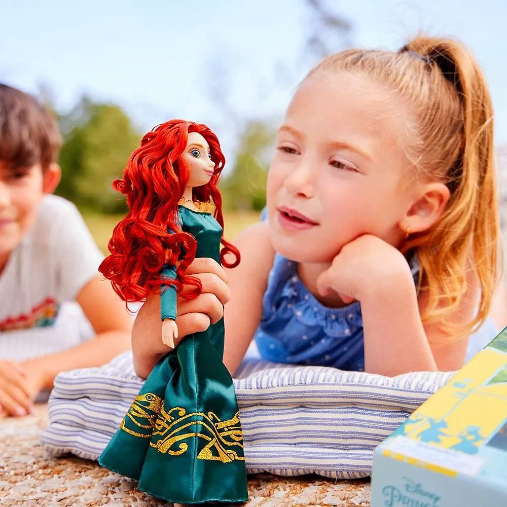 Disney Store Official Disney Princess Classic Doll (Merida), 11 Inches, Includes Brush with Molded Details, Fully Posable Toy in Classic Outfit - Disney Princess Toys for Girls