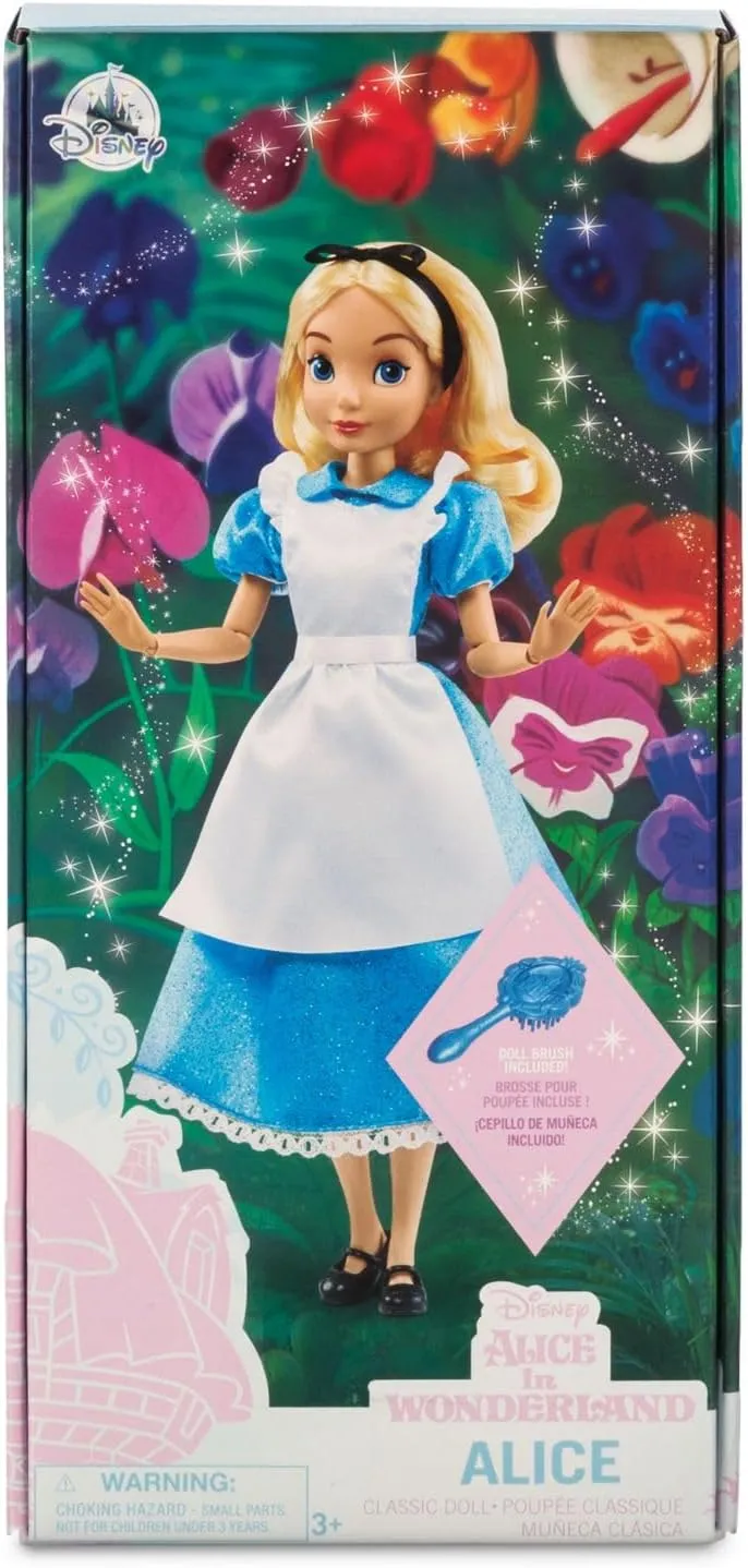 Disney Store Official Princess Classic Doll (Alice), 11 Inches, Includes Brush with Molded Details, Fully Posable Toy in Classic Outfit Princess Toys for Girls