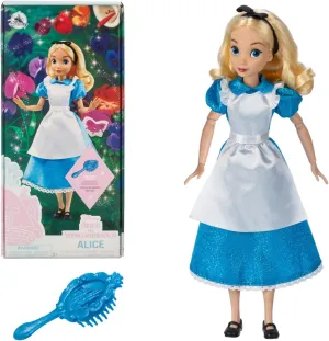 Disney Store Official Princess Classic Doll (Alice), 11 Inches, Includes Brush with Molded Details, Fully Posable Toy in Classic Outfit Princess Toys for Girls