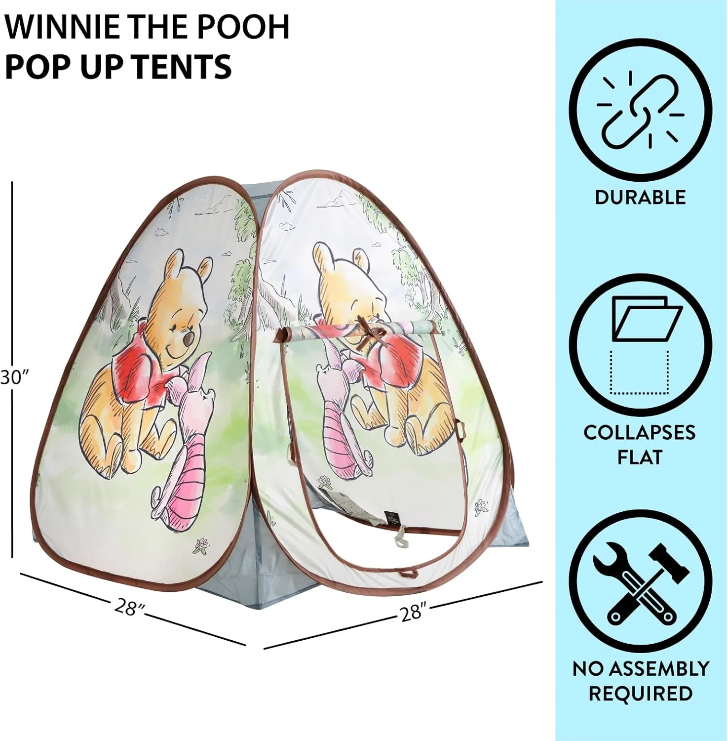 Disney Winnie The Pooh Collapsible Pop-Up Play Tent for Kids,28"x28"x30" Indoor Playhouse Fun,Ages 3 