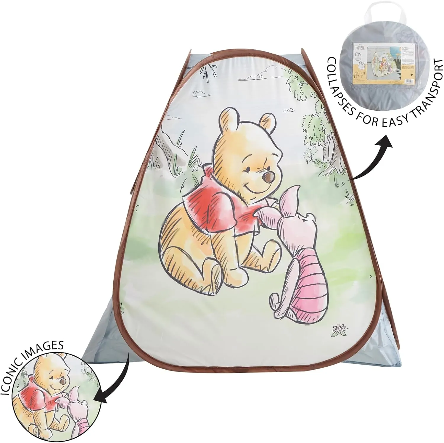 Disney Winnie The Pooh Collapsible Pop-Up Play Tent for Kids,28"x28"x30" Indoor Playhouse Fun,Ages 3 