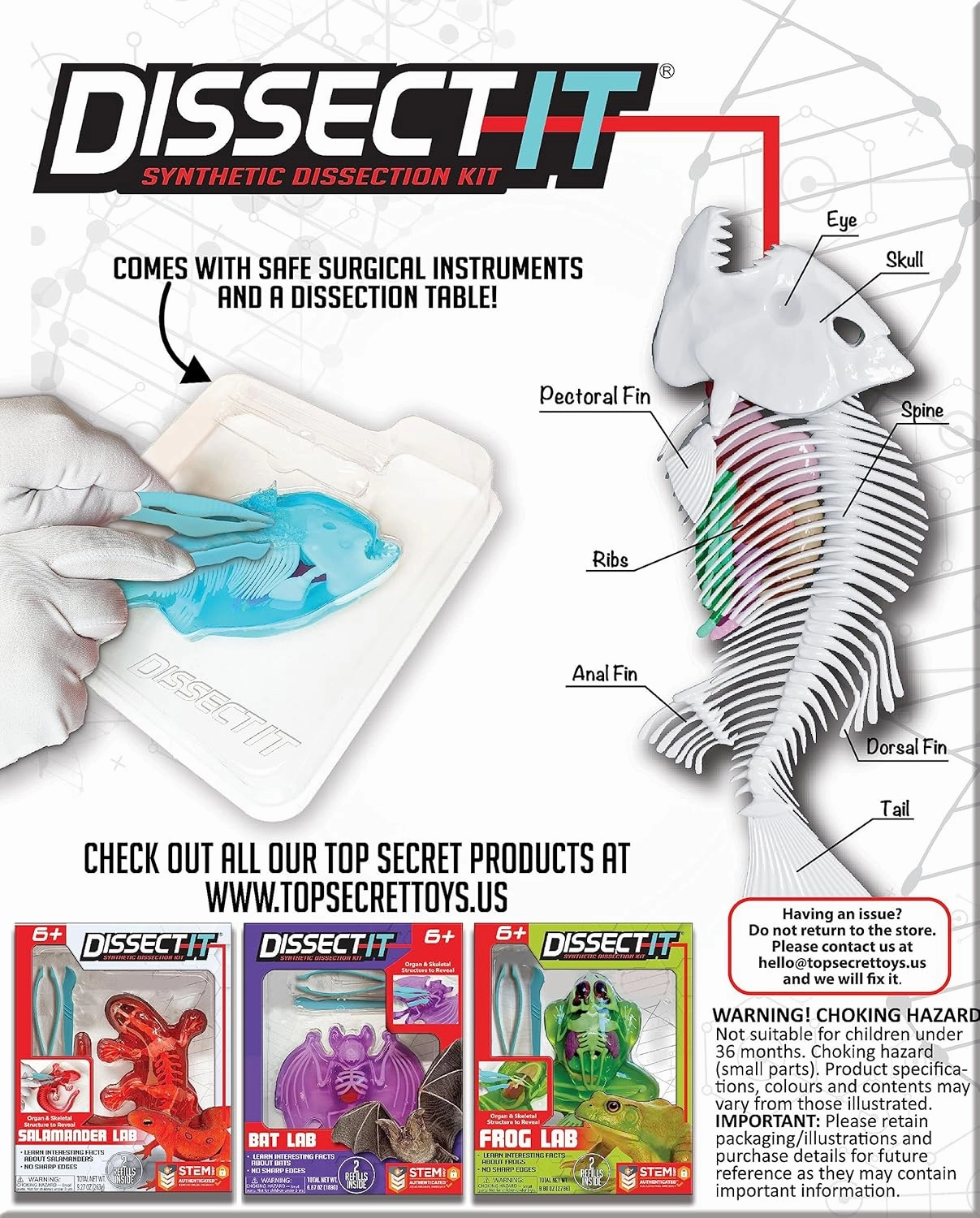 Dissect-It Simulated Synthetic Lab Dissection Toy, STEM Projects for Kids Ages 6 , Animal Science, Biology, Anatomy Home Learning Kit, Great for Young Scientists! - Piranha