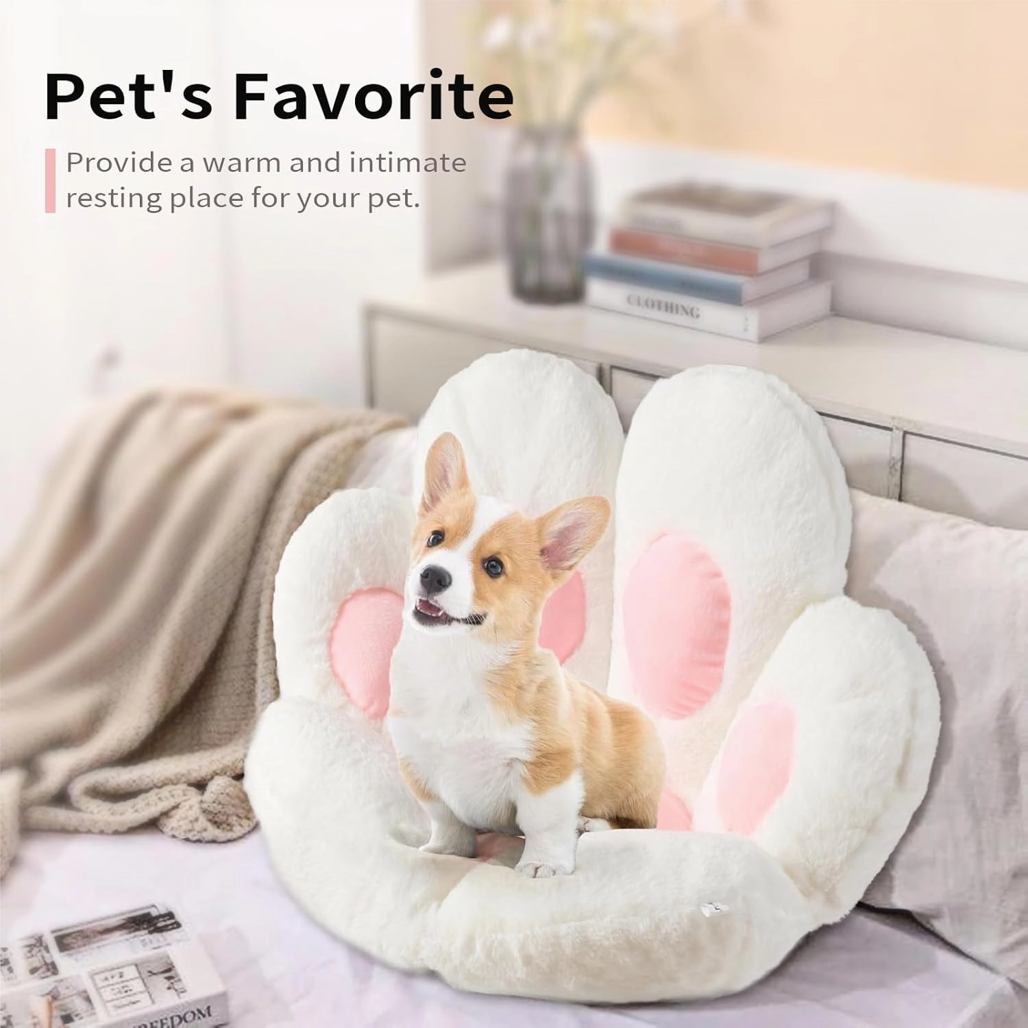 Ditucu Cat Paw Cushion Kawaii Chair Cushions 27.5 x 23.6 inch Cute Stuff Seat Pad Comfy Lazy Sofa Office Floor Pillow for Gaming Chairs Room Decor White