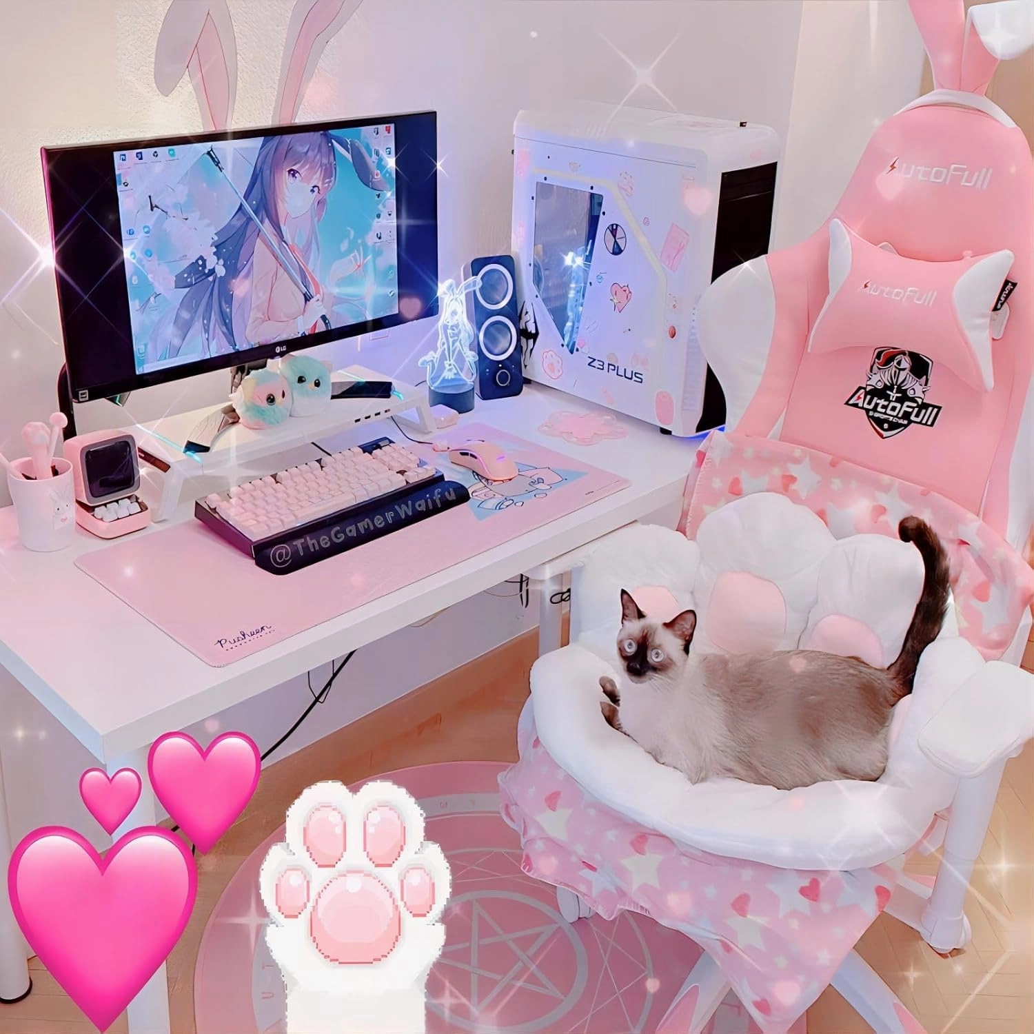 Ditucu Cat Paw Cushion Kawaii Chair Cushions 27.5 x 23.6 inch Cute Stuff Seat Pad Comfy Lazy Sofa Office Floor Pillow for Gaming Chairs Room Decor White