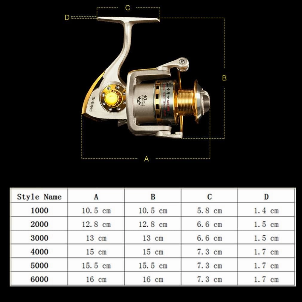 Diwa Spinning Fishing Reels for Saltwater Freshwater 1000 2000 3000 4000 5000 6000 Series Fishing Spool Left/Right Interchangeable Trout Carp Spinning Reel 10 Ball Bearings Light and Smooth