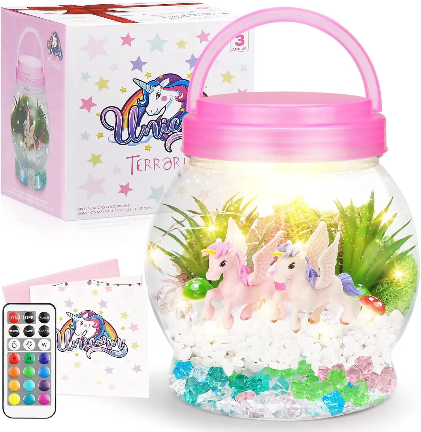 DIY Light-Up Unicorn Terrarium Kit for Kids,3 Light Modes Unicorn Toys & Activities Kits Presents,Arts & Crafts Unicorns Gift for Girls Age 4 5 6 7 8-12 Year Old Birthday Gift, Bedroom Decor