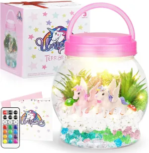 DIY Light-Up Unicorn Terrarium Kit for Kids,3 Light Modes Unicorn Toys & Activities Kits Presents,Arts & Crafts Unicorns Gift for Girls Age 4 5 6 7 8-12 Year Old Birthday Gift, Bedroom Decor