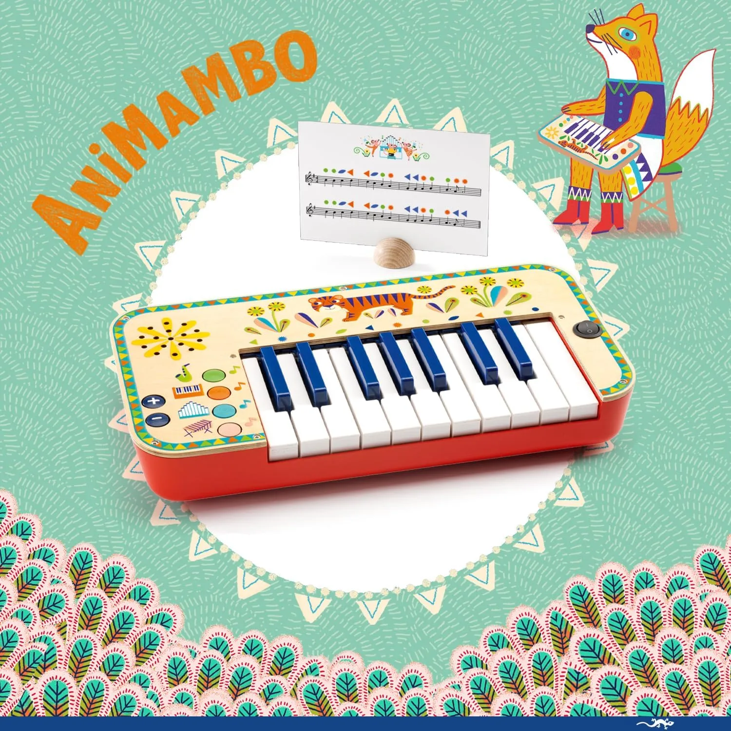 DJECO Animambo Electric Piano 18 Keys - Safe Music Instrument for Kids, Cute Toddler Piano, Educational Musical Toy Keyboard for Creativity, Imagination & Rythym - Toys for 3  Years Girls & Boys