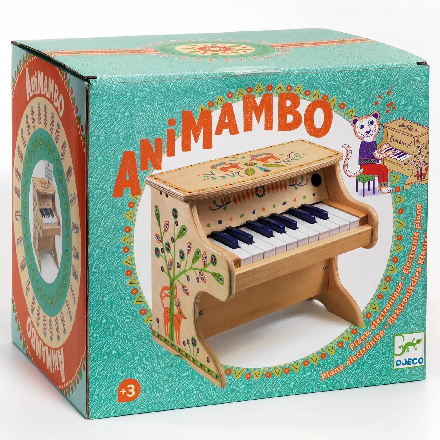 DJECO Animambo Electric Piano 18 Keys - Safe Music Instrument for Kids, Cute Toddler Piano, Educational Musical Toy Keyboard for Creativity, Imagination & Rythym - Toys for 3  Years Girls & Boys