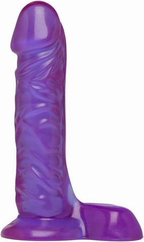 Doc Johnson Crystal Jellies - 7 Inch Ballsy Super Cock - 8 in. Long and 1.8 in. Wide - Balls Provide a Sturdy Base - Dildo - Purple