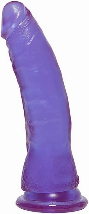 Doc Johnson Crystal Jellies - Thin Dong - 7 Inch - 1.5" Wide - Strong Suction Cup Base - O-Ring Harness Compatible Dildo - for Adults Only, Purple