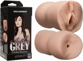 Doc Johnson Sasha Grey - ULTRASKYN - 2 Fuckhole Masturbator - Open-Ended Handheld Stoker - Pussy and Ass - Double-Sided Stroker